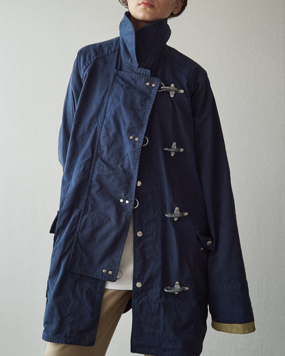 【SIZE L】-90s FAY Cotton Canvas Fireman Toggle Coat / Navy