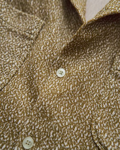【SIZE M-L】70s Jacquard Knit Open Collar Shirt / Olive Ivory