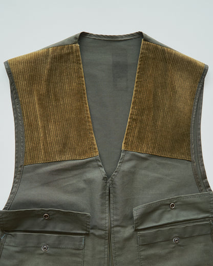【SIZE M】70’s French Corduroy-Yoke Multi-Pocket Hunthing Vest / Olive