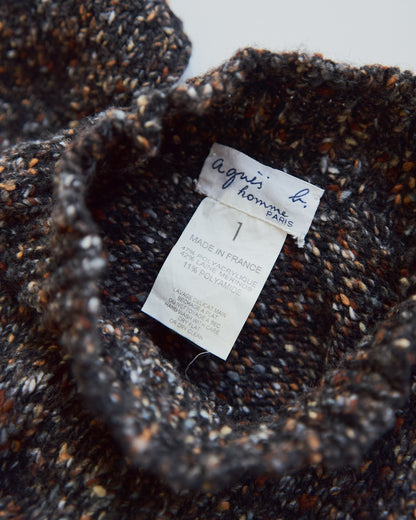 【SIZE S-M】90s agnès b. homme  Nep Melange Mock Neck Sweater / Charcoal