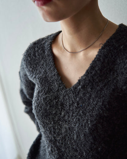 【SIZE S-M】J.CREW Bouclé Textured V-Neck Sweater / Black