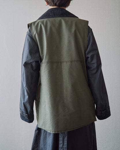【SIZE M】70’s French Corduroy-Yoke Multi-Pocket Hunthing Vest / Olive