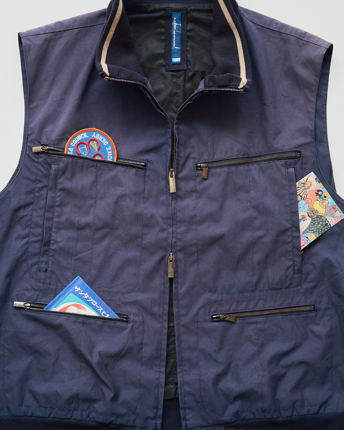 【SIZE M-L】ALLEGRI Nylon Multi-Pocket Utility Vest / Sun-Faded Navy