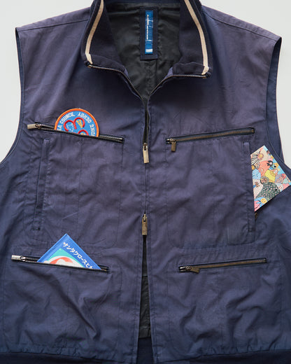 【SIZE M-L】ALLEGRI Nylon Multi-Pocket Utility Vest / Sun-Faded Navy