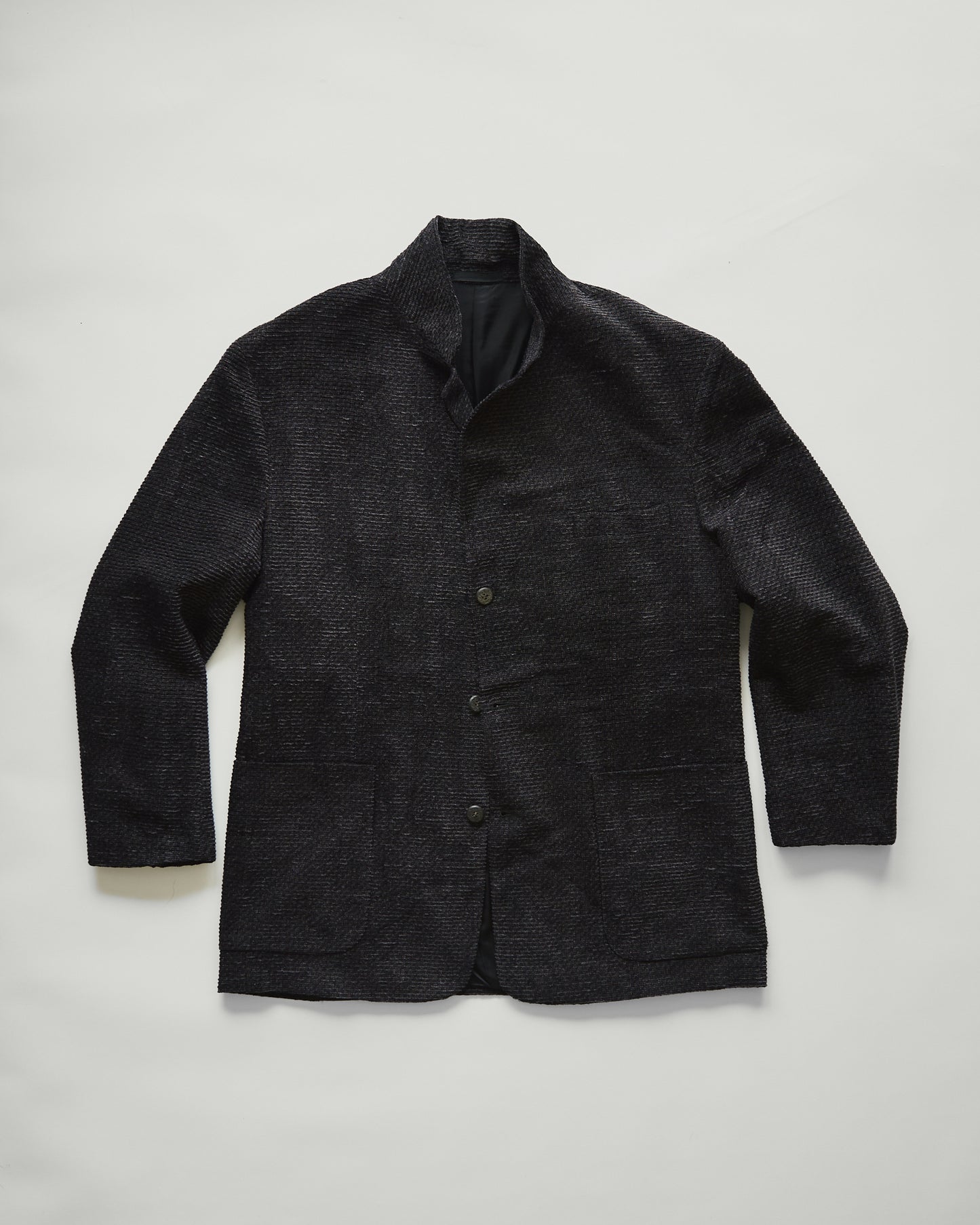 90s JHANE BARNES Wool/Linen Textured boucle Jacket / Black