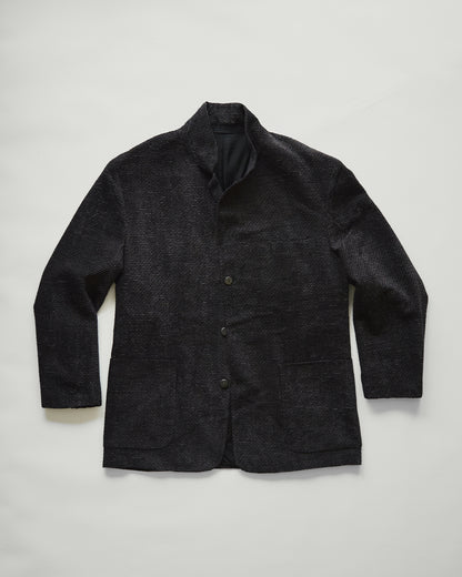 【Size L】90s JHANE BARNES Wool/Linen Textured boucle Jacket / Black