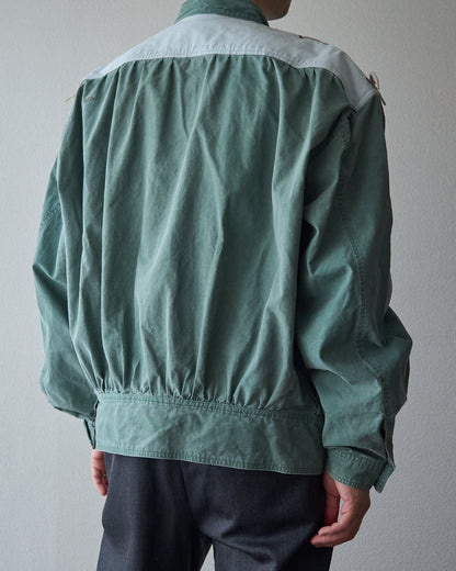 【Size M-L】90s ALLEGRI Two-Tone  Lace-Up Shoulder Cotton Blouson / Sage