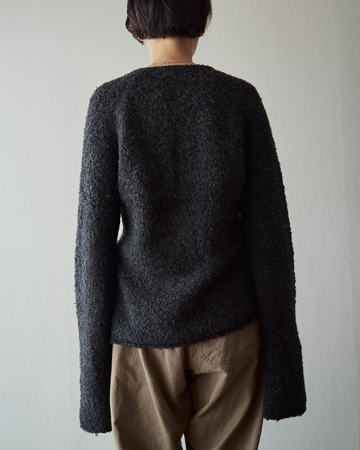 【SIZE S-M】J.CREW Bouclé Textured V-Neck Sweater / Black