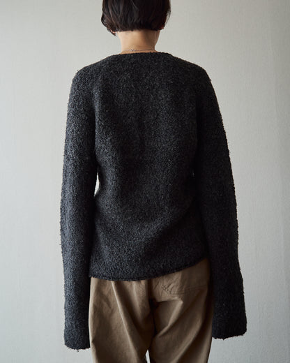 【SIZE S-M】J.CREW Bouclé Textured V-Neck Sweater / Black