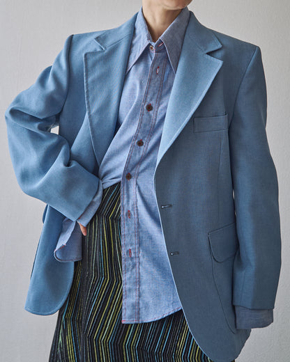 【SIZE L】-1980s JCPENNEY Textured Notch Lapel Tailored Jacket / Powder Blue