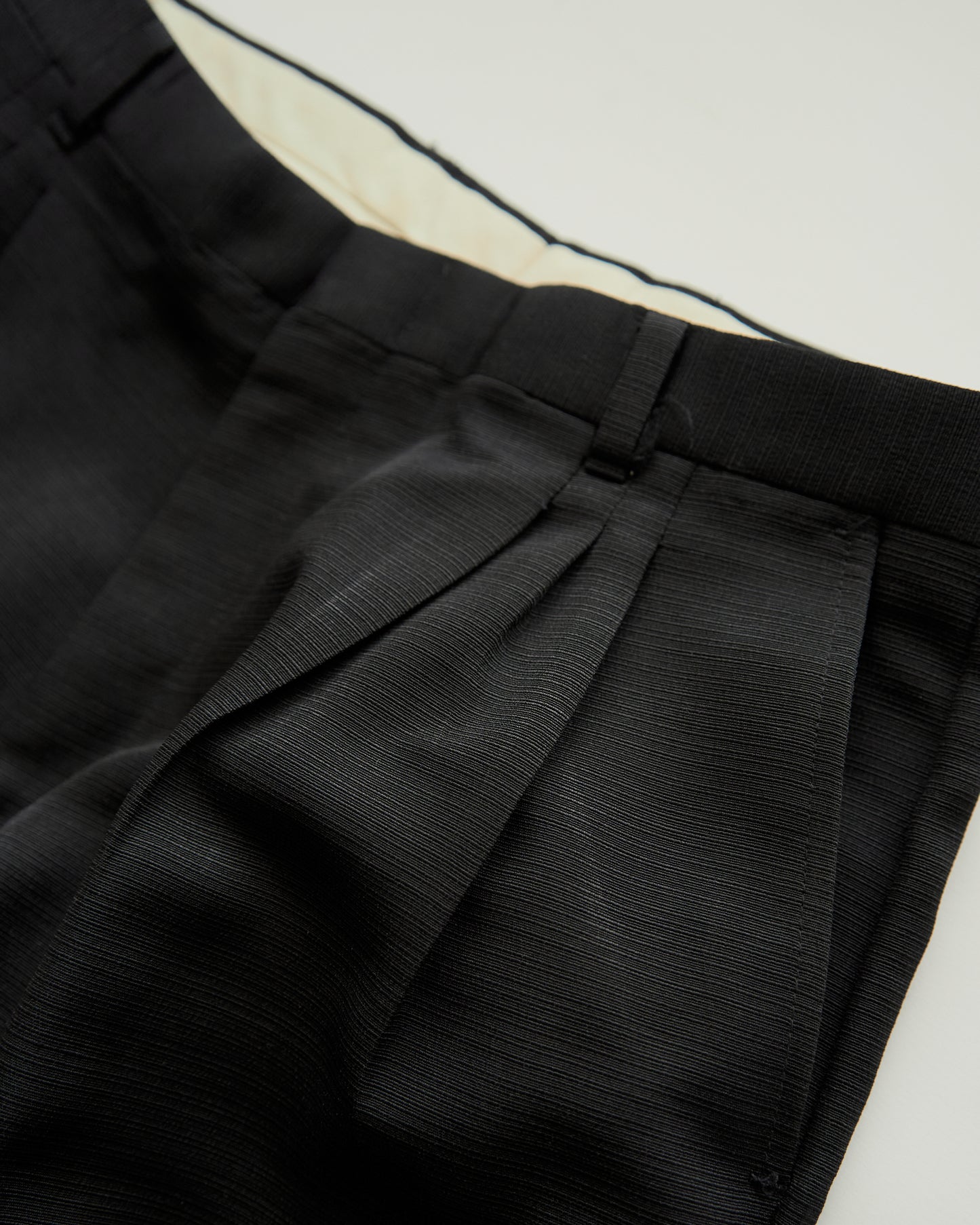 00s RETRO Narrow Plisse Unique Trousers / Black