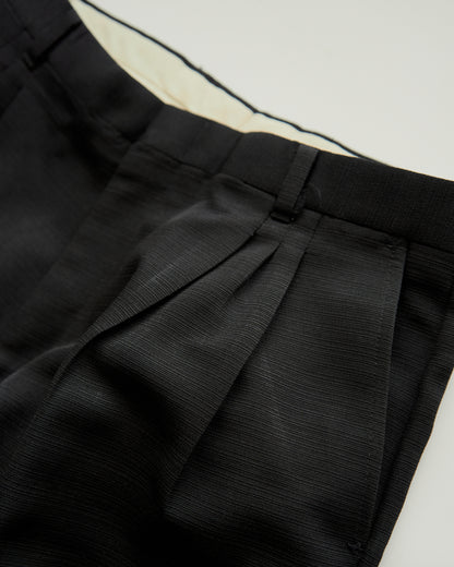 【Size M-L】00s RETRO Narrow Plisse Unique Trousers / Black