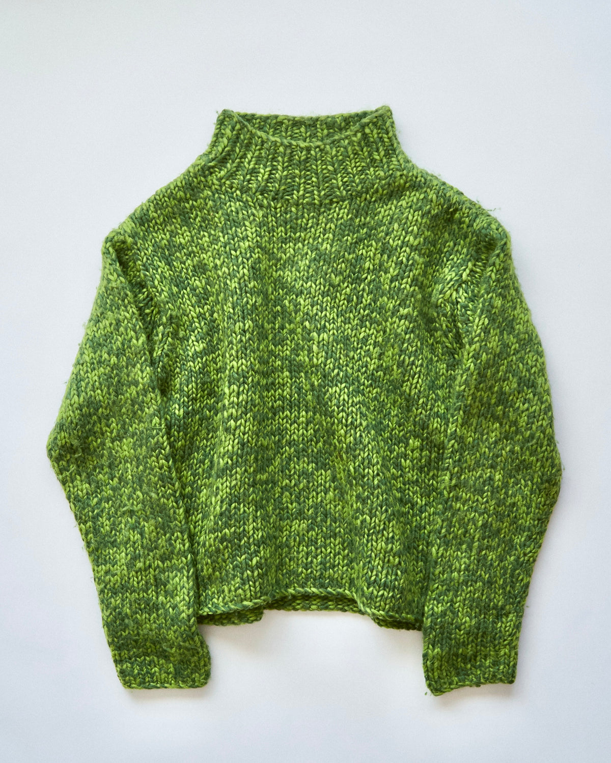 【SIZE S-M】 -00s DKNY  Wool Mock Neck Sweater / Green Melange