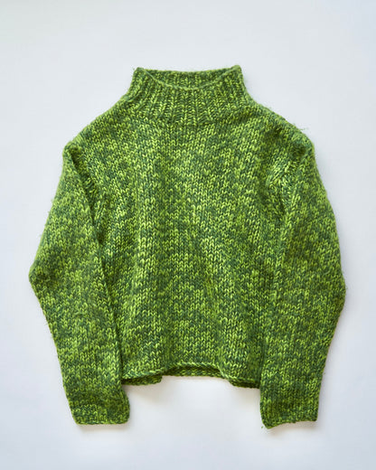 【SIZE S-M】 -00s DKNY  Wool Mock Neck Sweater / Green Melange