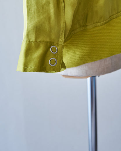 【SIZE S-M】2010s CHICO'S DESIGN Silk Satin MA-1 Bomber / Chartreuse Yellow