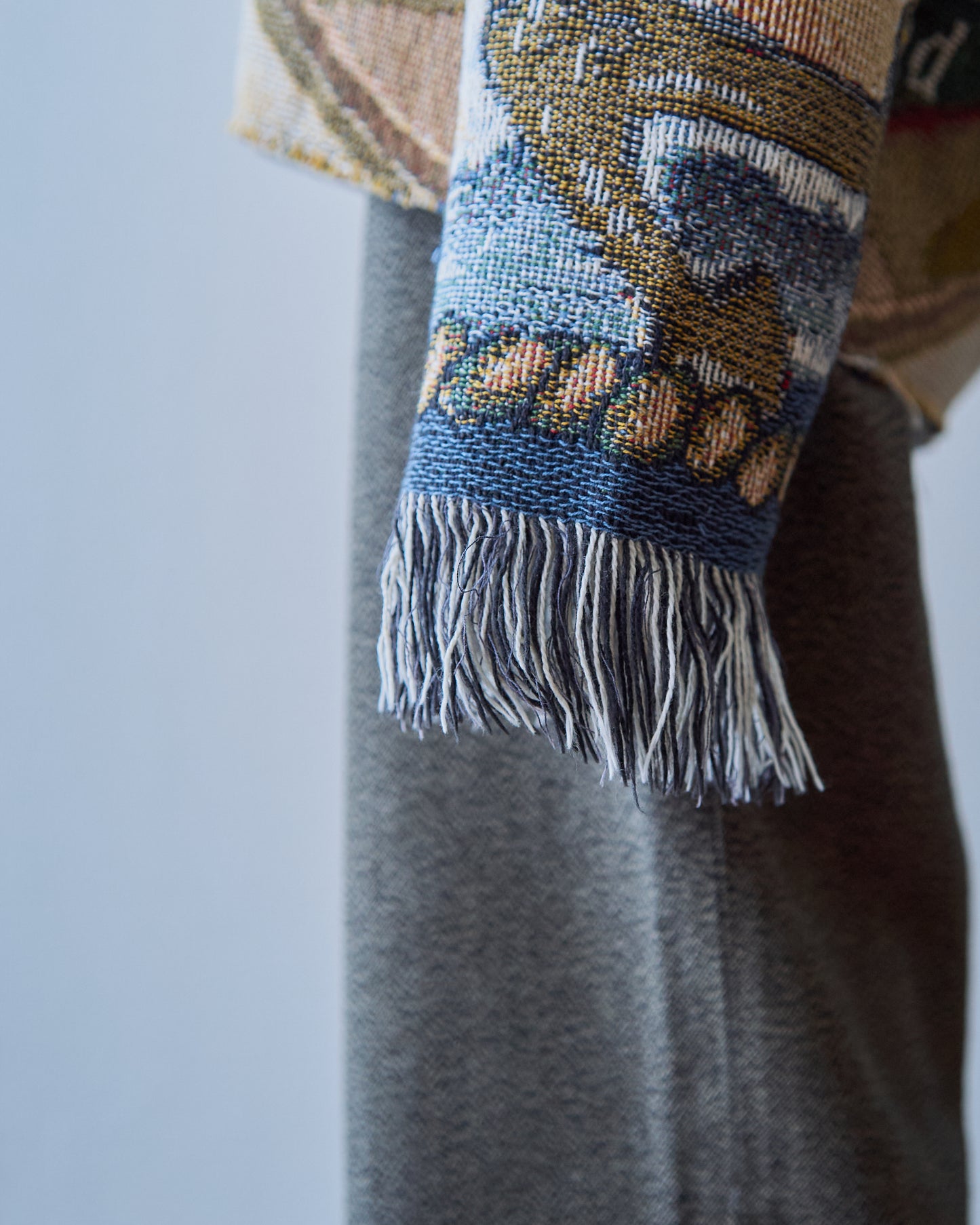 Lighthouse Jacquard Tapestry Remake Hoodie / Fringe Trim Multi