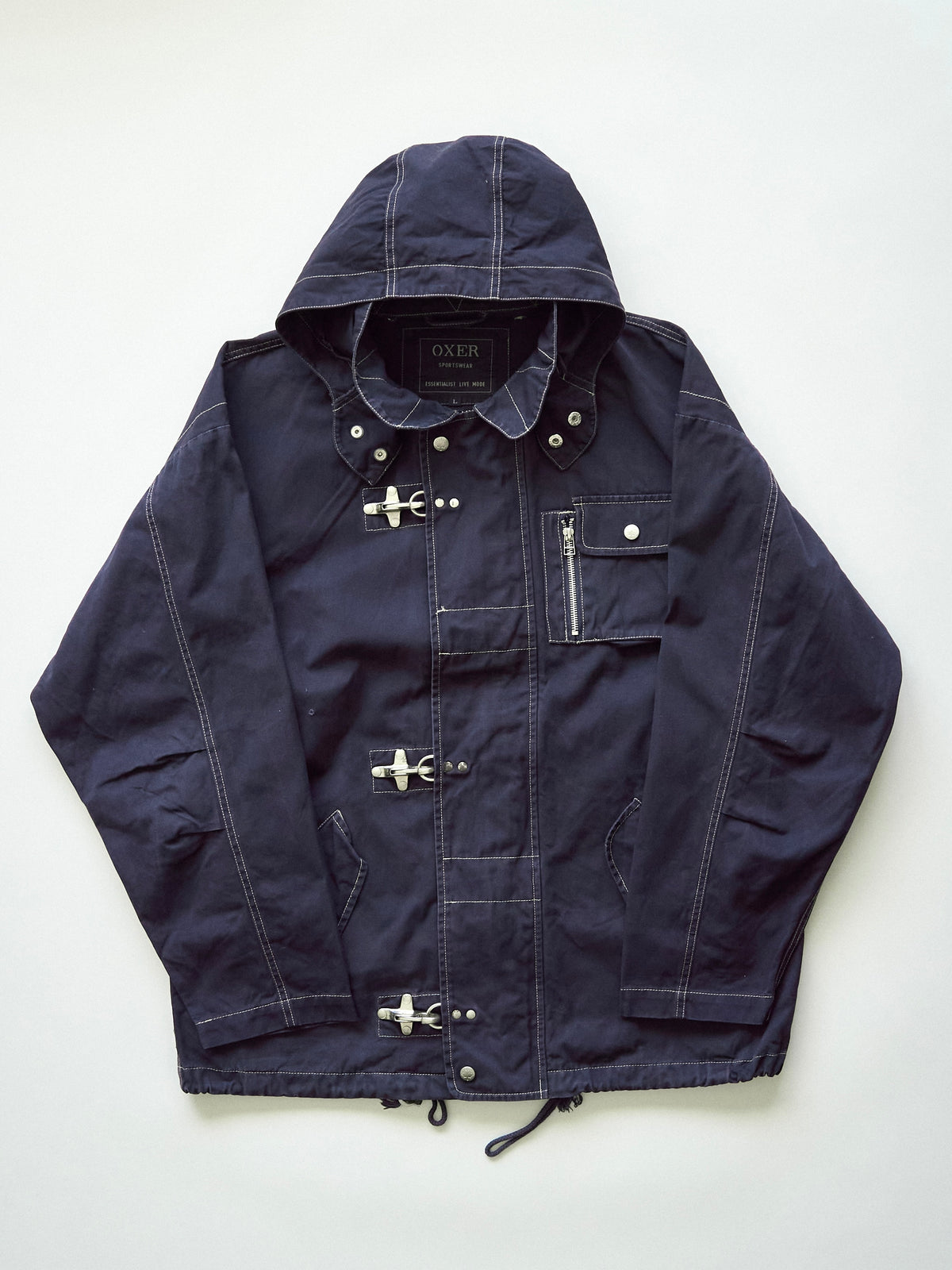 【SIZE L】OXER Cotton Detachable Hood Fireman-Hook  Coat / Navy