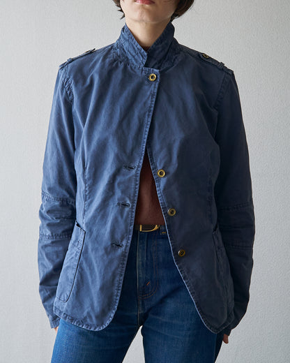 【SIZE S】ARMANI JEANS Garment-Dyed Cotton Convertible-Collar Field Jacket / Navy