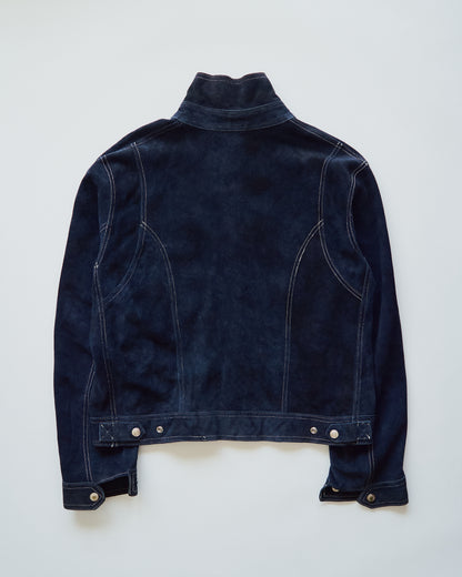 【SIZE L】90s-00s DIESEL Suede Reversible Trucker Jacket / Navy