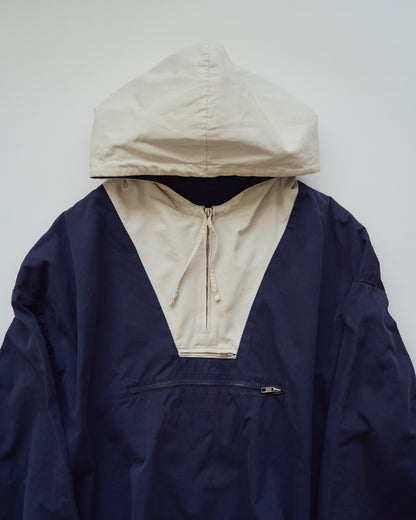 【SIZE XL】90's J.CREW Cotton Two-Tone Pullover Anorak / Navy x Ivory