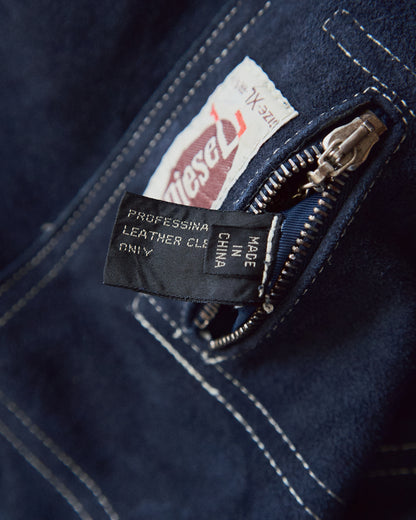 【SIZE L】90s-00s DIESEL Suede Reversible Trucker Jacket / Navy