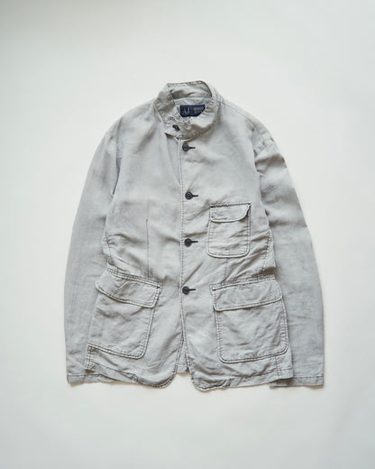 【SIZE : M-L】 ARMANI JEANS Garment-Dyed Linen Field Jacket / Light Grey