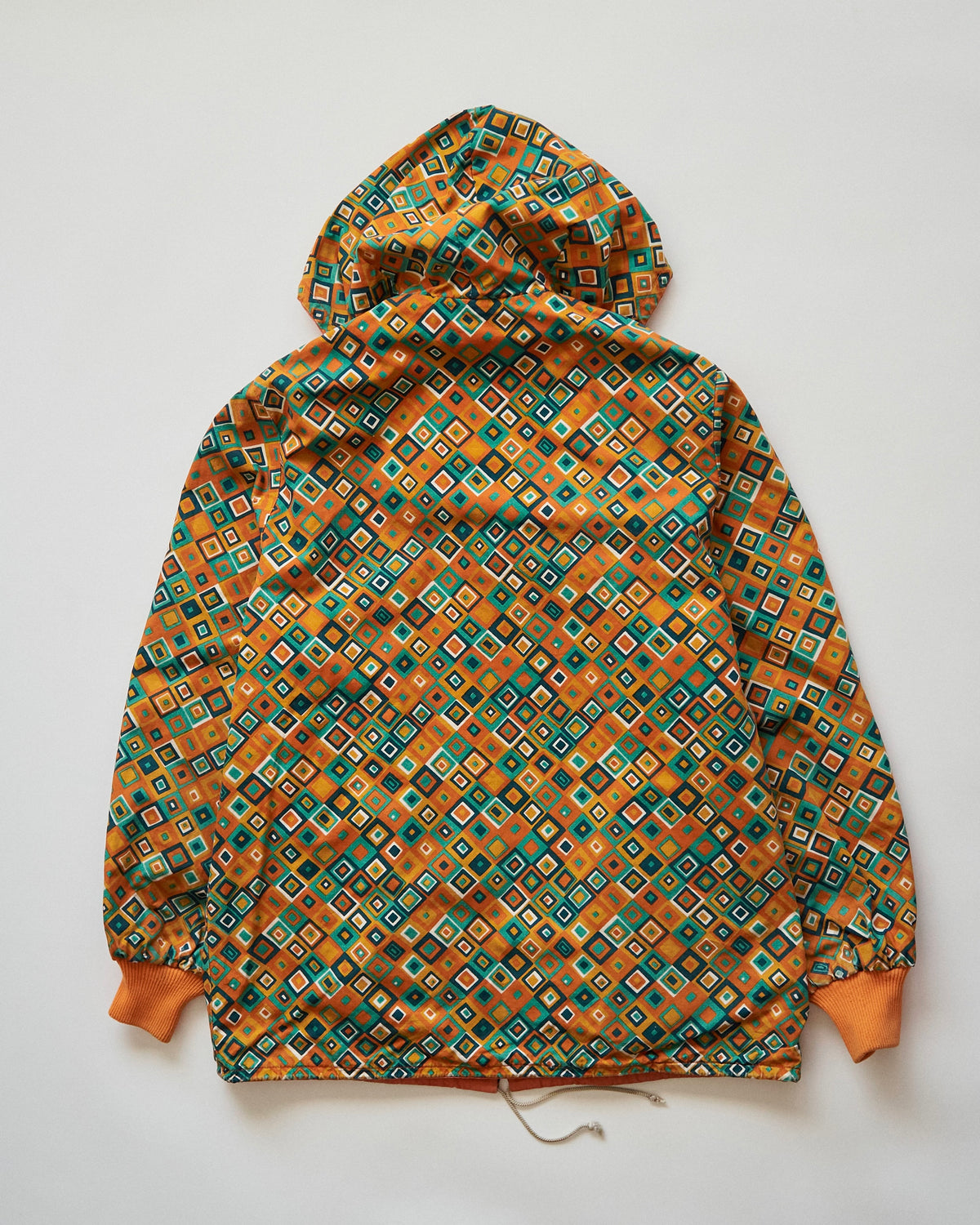 【SIZE S】70s Reversible Cotton Op-Art Geometric Print Ski Parka / Orange Multi