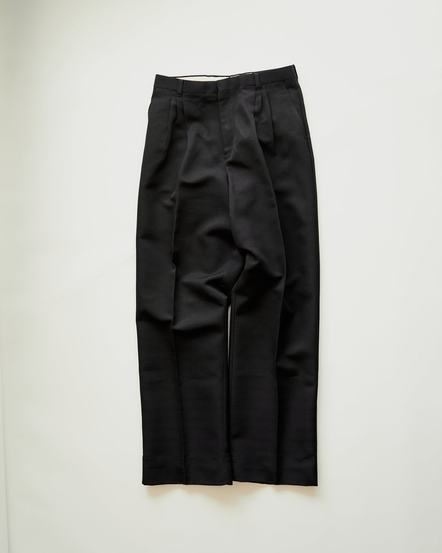 00s RETRO Narrow Plisse Unique Trousers / Black