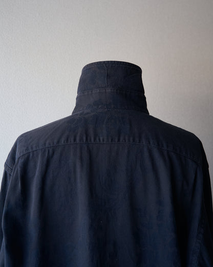 【Size L】〜00's BANANA REPUBLIC Botanical Jacquard Cotton Shirt / Black