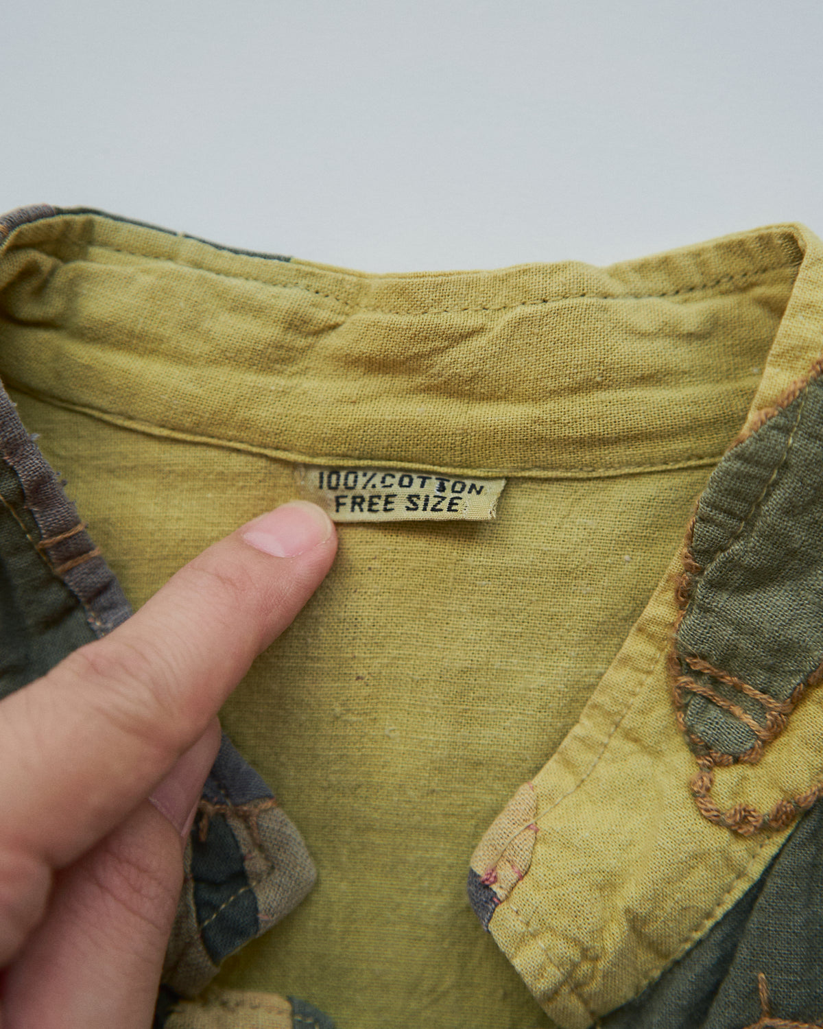 【SIZE S】Unknown Cotton Applique Patchwork Jacket / Olive & Mustard