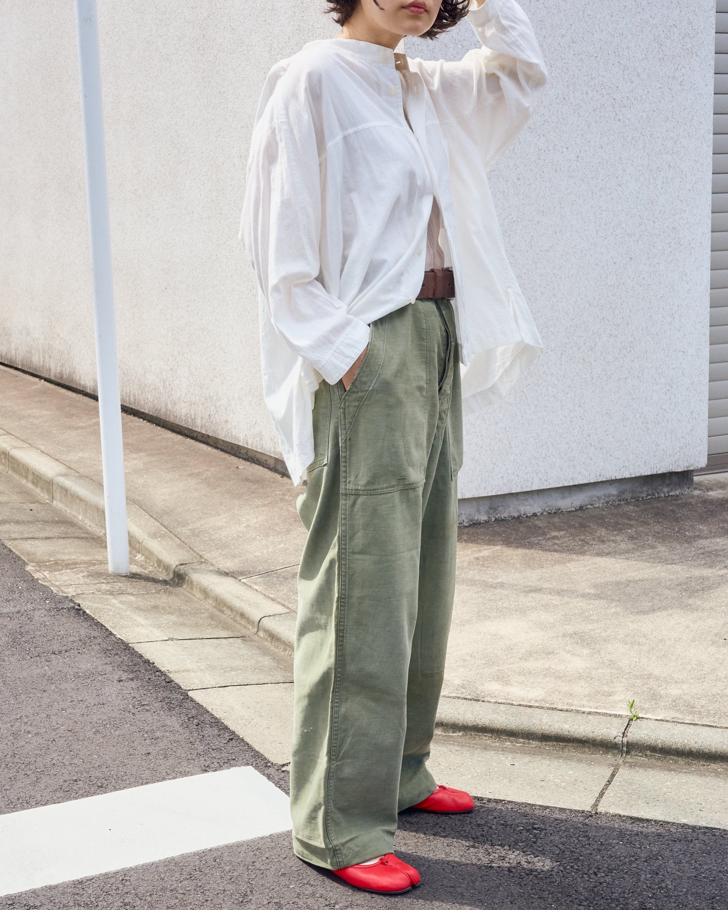 【Size S】 1950s-60s US ARMY Baker Pants / Faded Olive