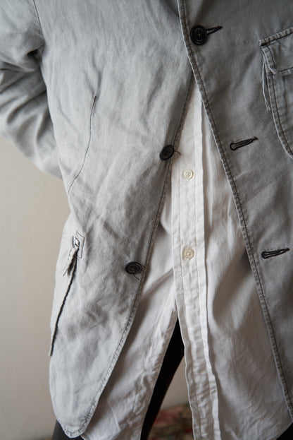 【SIZE : M-L】 ARMANI JEANS Garment-Dyed Linen Field Jacket / Light Grey