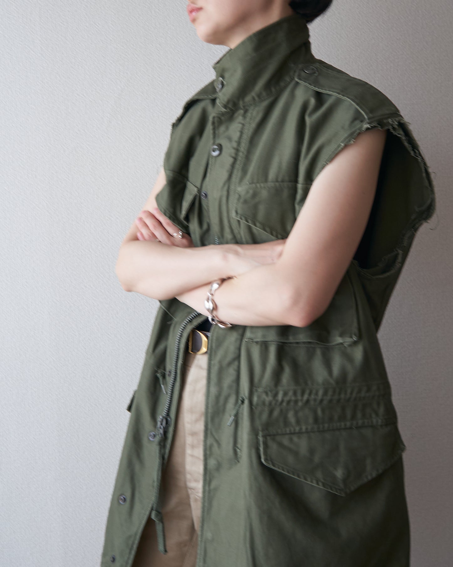 60s US ARMY M-51 Field Jacket Custom Vest / OG-107 Olive