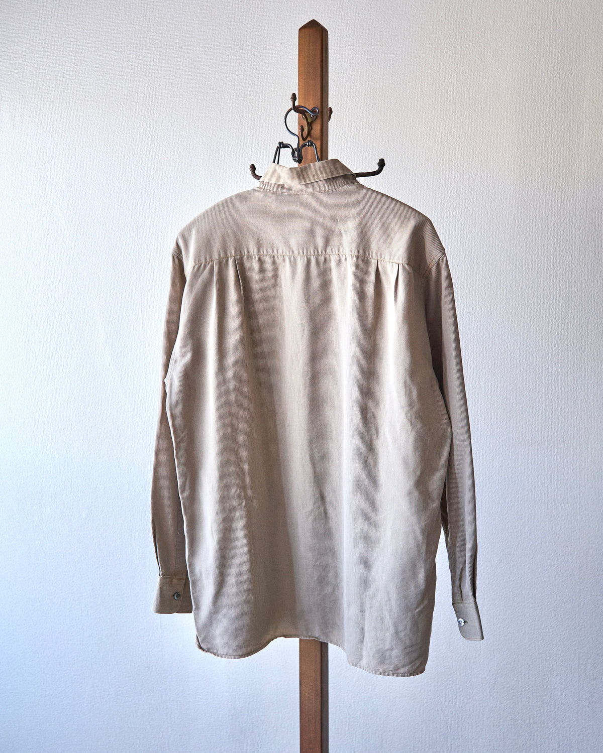 【SIZE L】-00s ERMENEGILDO ZEGNA Cotton Rayon Hairline-Striped Shirt / Beige