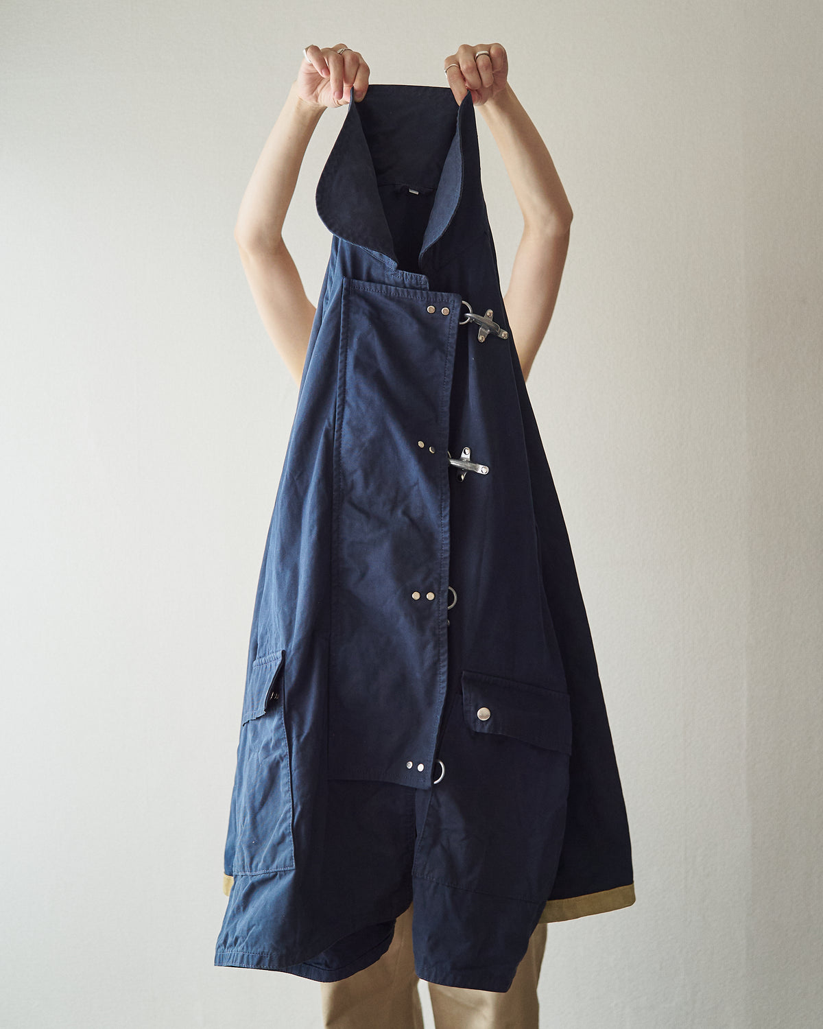 【SIZE L】-90s FAY Cotton Canvas Fireman Toggle Coat / Navy