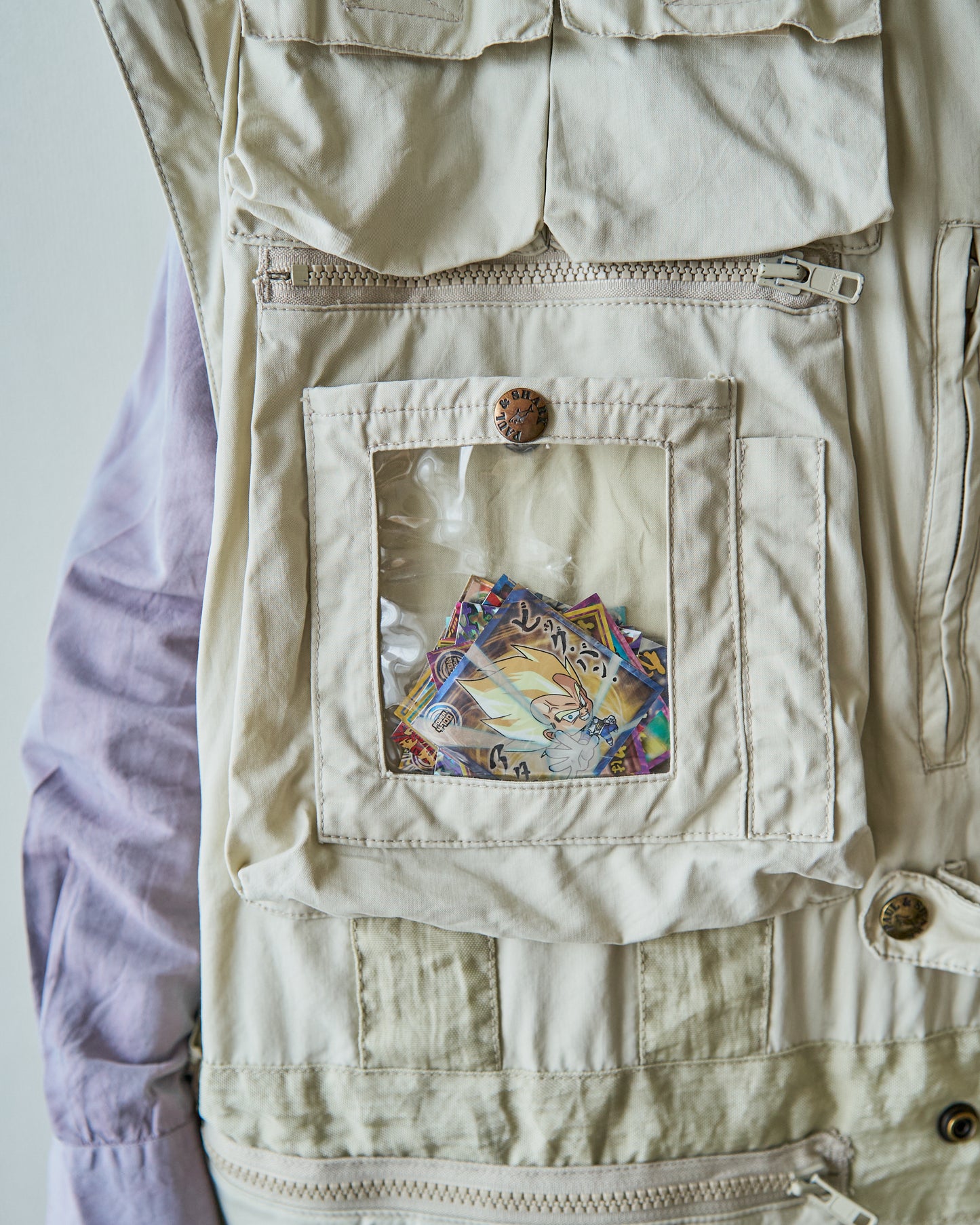 90-00s PAUL & SHARK Cotton Multi-Pocket Detachable-Sleeve Photographer Jacket / Ecru