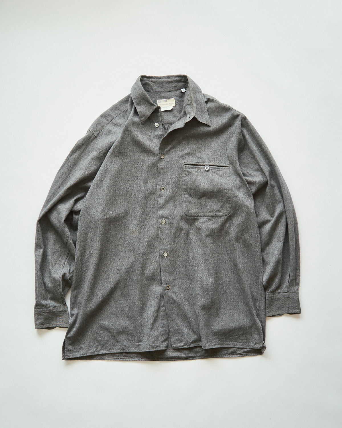 【SIZE L】80's-90s ERMENEGILDO ZEGNA Melange Flannel Cotton Shirt / Charcoal Grey