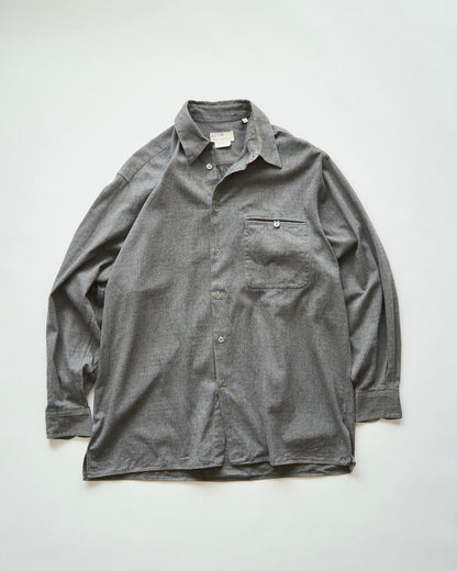 【SIZE L】80's-90s ERMENEGILDO ZEGNA Melange Flannel Cotton Shirt / Charcoal Grey