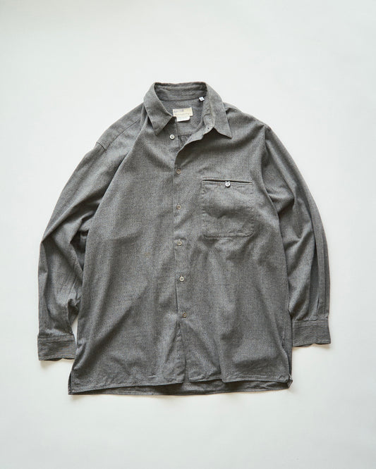 【SIZE L】80's-90s ERMENEGILDO ZEGNA Melange Flannel Cotton Shirt / Charcoal Grey