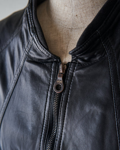 【Size M】80s-90s GIMO’S Lambskin Leather Raglan Sleeve Blouson / Black