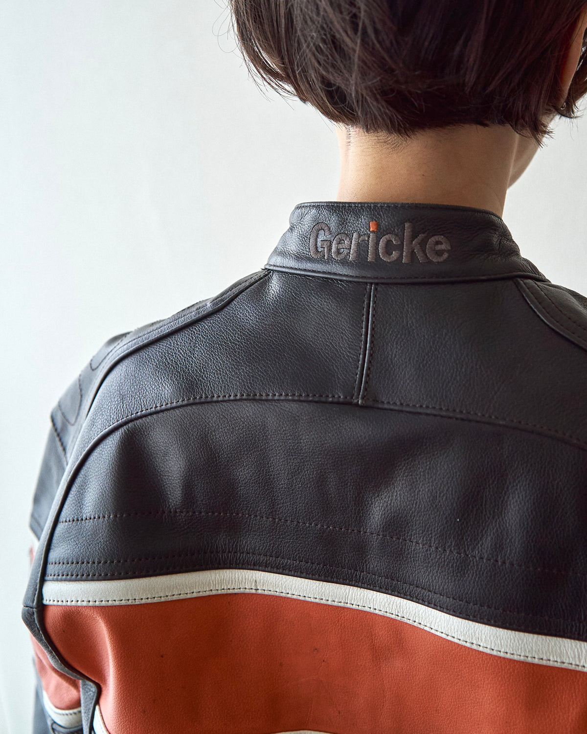 【SIZE S-M】80-90s HEIN GERICKE Colorblock Leather Racing Jacket / Black Orange