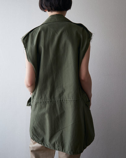 【Size S-M】60s US ARMY M-51 Field Jacket Custom Vest / OG-107 Olive