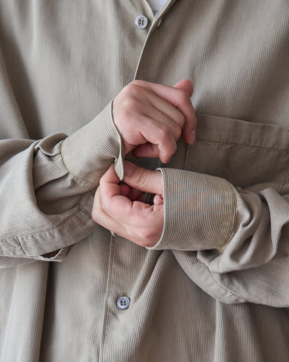 【SIZE L】-00s ERMENEGILDO ZEGNA Cotton Rayon Hairline-Striped Shirt / Beige