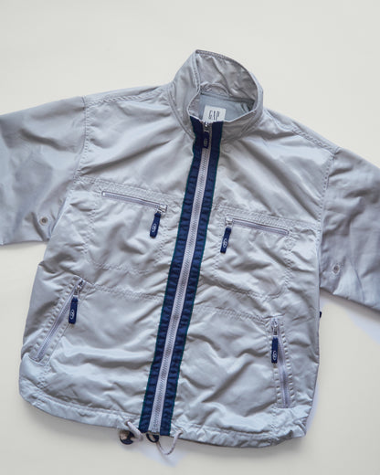 【SIZE M-L】90s-00s GAP Silver Nylon Multi-Pocket Utility Jacket