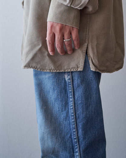【SIZE L】-00s ERMENEGILDO ZEGNA Cotton Rayon Hairline-Striped Shirt / Beige
