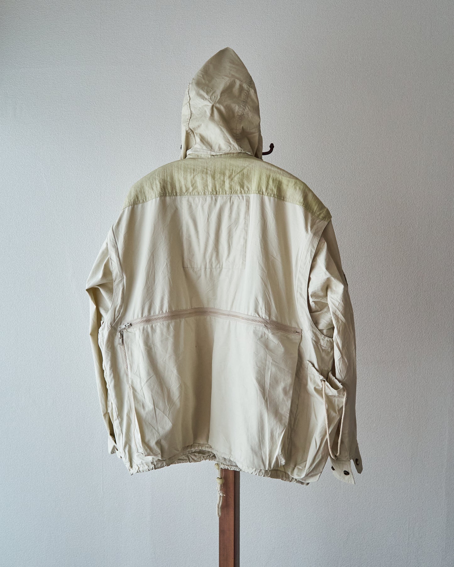90-00s PAUL & SHARK Cotton Multi-Pocket Detachable-Sleeve Photographer Jacket / Ecru