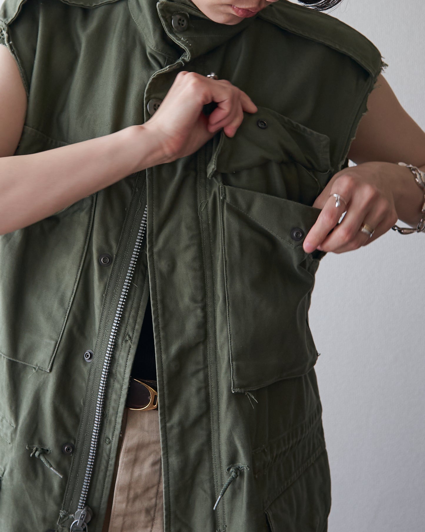 60s US ARMY M-51 Field Jacket Custom Vest / OG-107 Olive