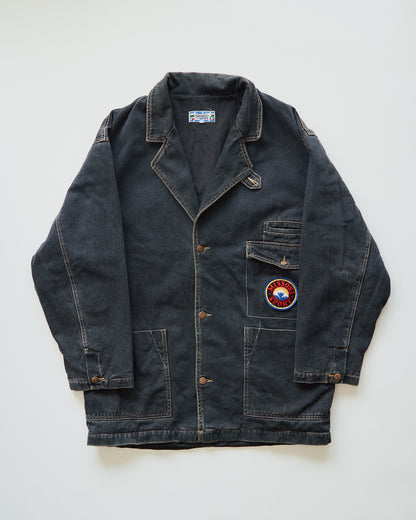 【SIZE L】-90s MISSONI SPORT Overdyed Denim Chore Coat / Black