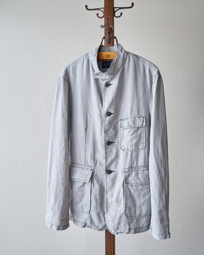 【SIZE : M-L】 ARMANI JEANS Garment-Dyed Linen Field Jacket / Light Grey