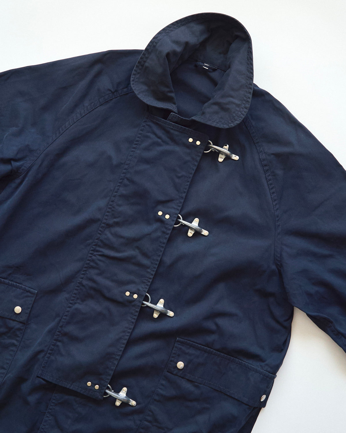 【SIZE L】-90s FAY Cotton Canvas Fireman Toggle Coat / Navy